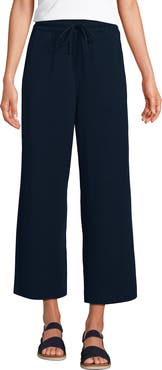 Lands' End Sport Knit Pull On Drawstring Wide Leg Crop Pants