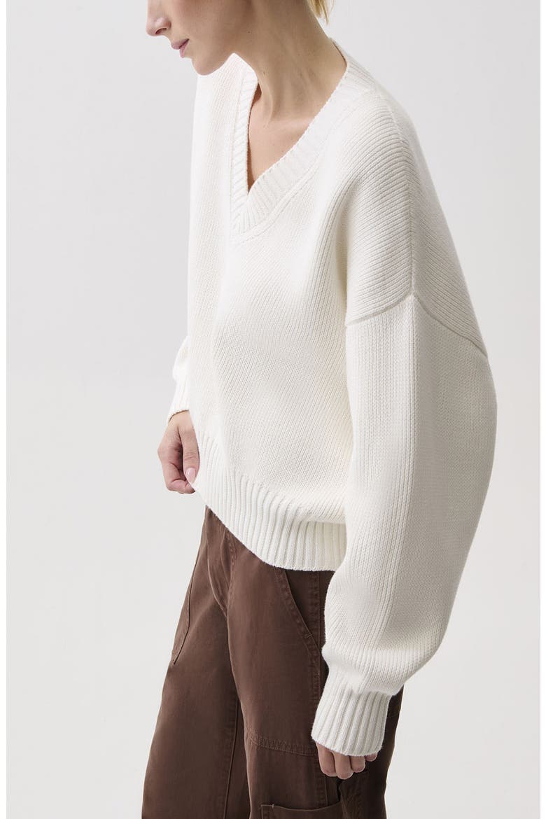 Nika Cotton V-Neck Sweater, Alternate, color, WHITE