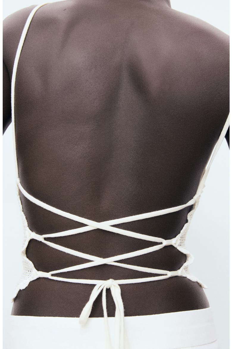 Floral Open Stitch Strappy Back Top, Alternate, color, OFF WHITE