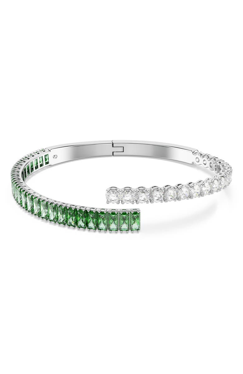 Swarovski Matrix Bangle, Main, color, Rhodium/ Green