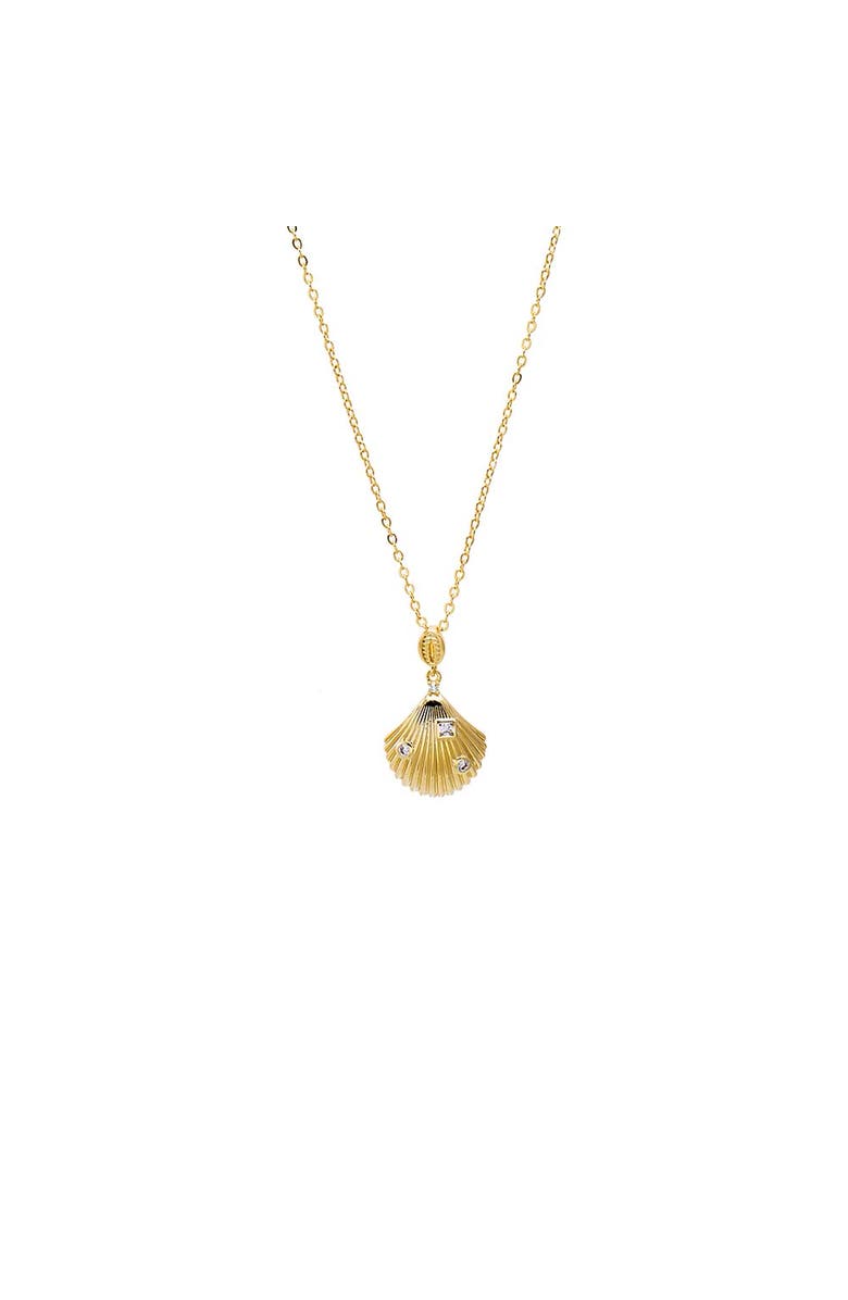 BY ADINA EDEN CZ Shell Drop Necklace, Main, color, Gold