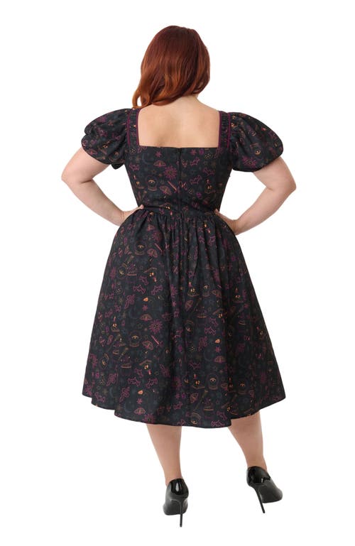 Unique Vintage Plus Size 1940s Sweetheart Button Front Swing Dress In Black