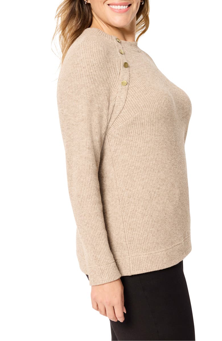 NIC+ZOE Thermal Knit Button Top, Alternate, color, Walnut