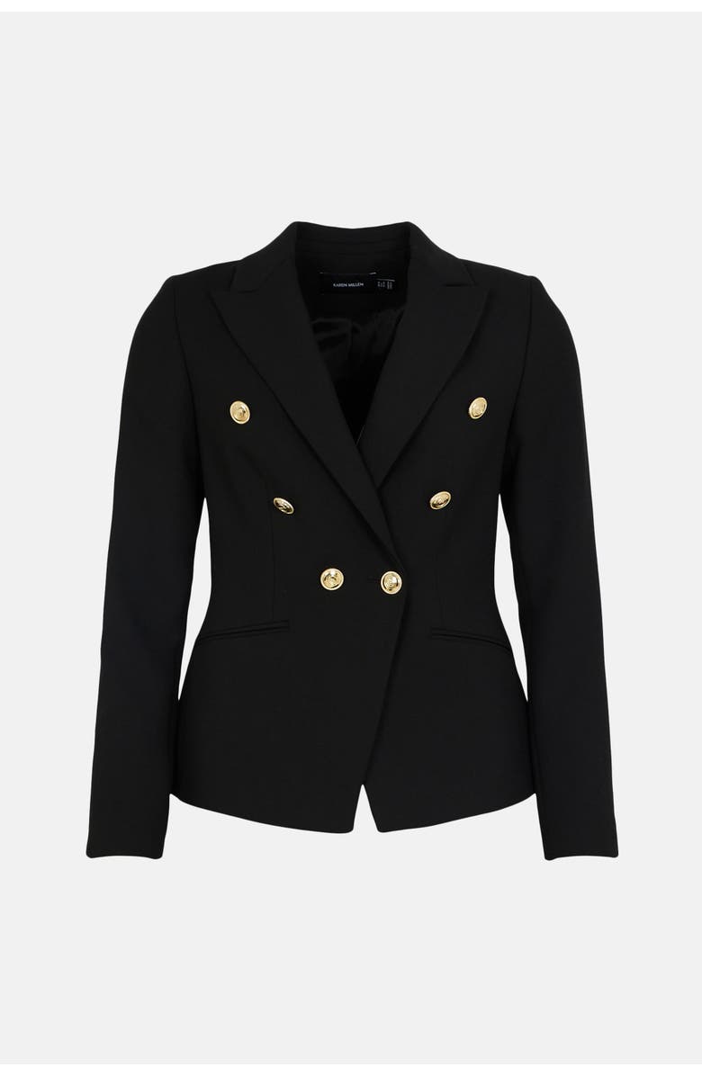 Karen Millen Petite Tailored Button Military Blazer, Alternate, color, Black