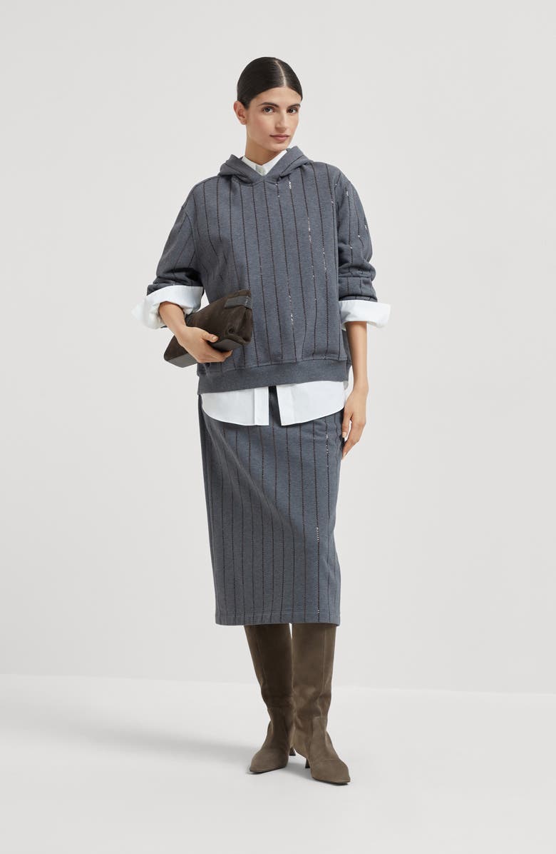 Brunello Cucinelli Dazzling Embroidery skirt, Alternate, color, Lead