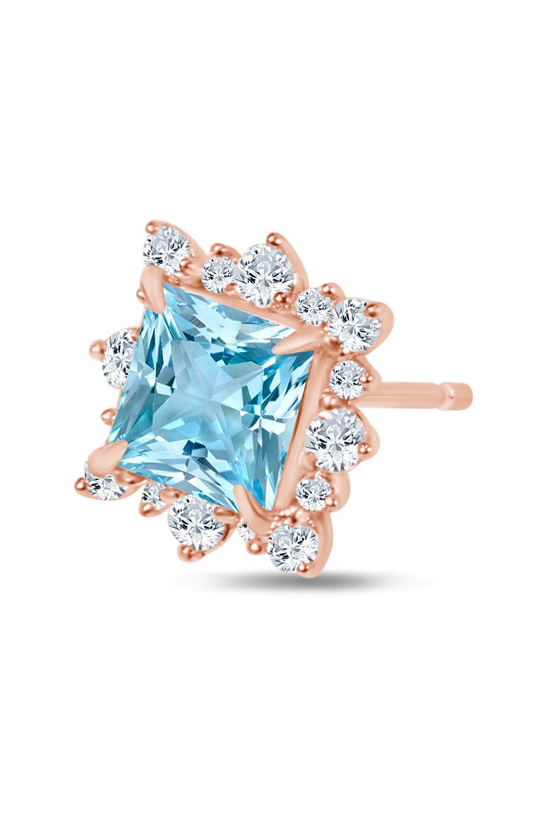Princess Aquamarine & Diamond Stud Earrings - 0.5ctw., Alternate, color, PINK