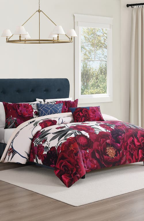 Bebejan Zinnia 5-piece Reversible Comforter Set In Red