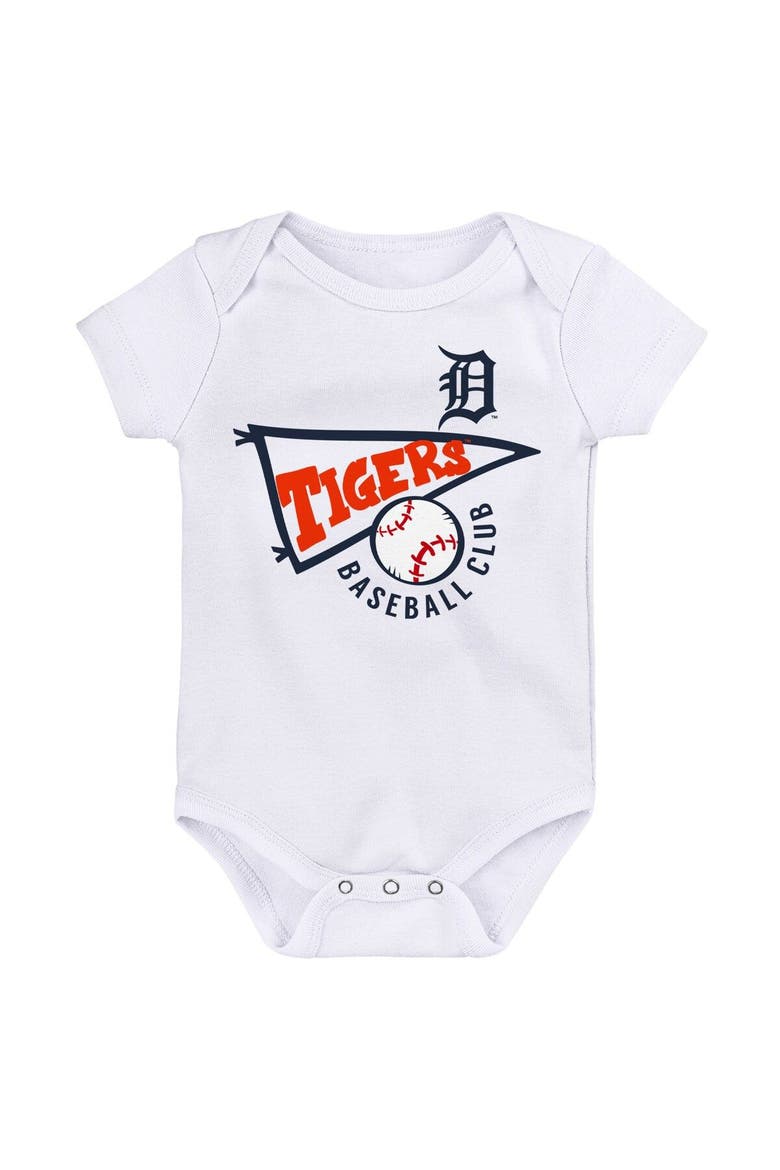 Infant Orange/White/Heather Gray Detroit Tigers Biggest Little Fan 3-Pack Bodysuit Set, Alternate, color, Orange