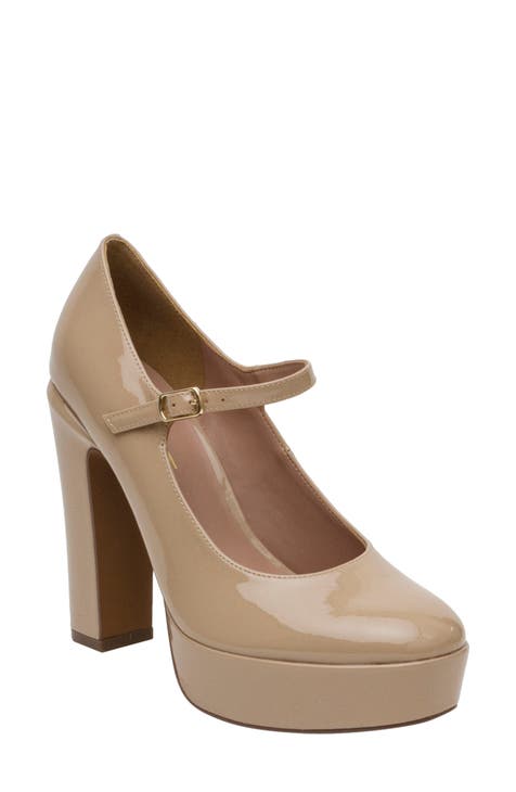 Nude mary jane heels best sale