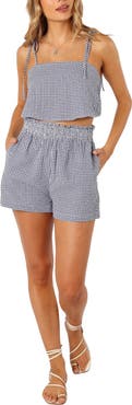 Petal & Pup Callum Gingham Crop Camisole & Shorts Set