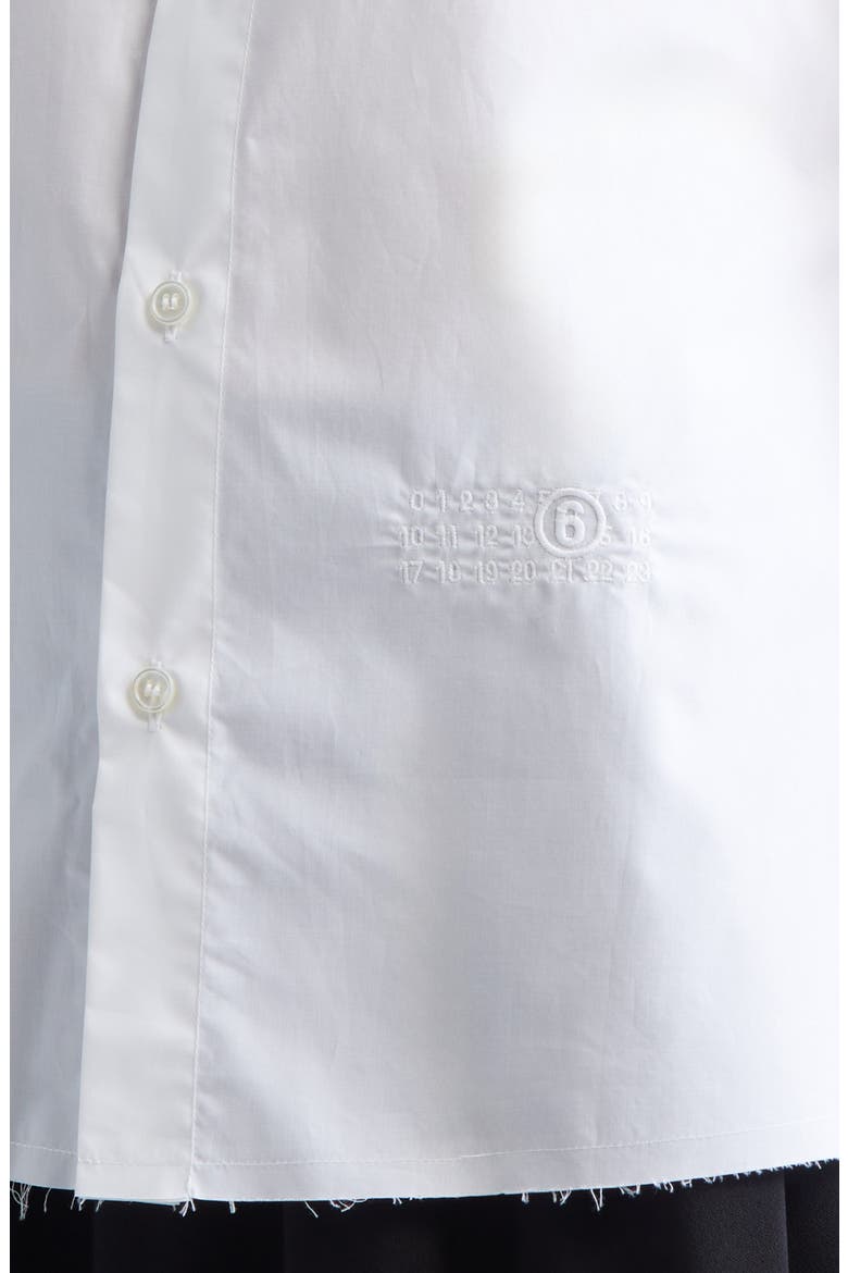 Frayed Hem Poplin Button-Up Shirt, Alternate, color, WHITE