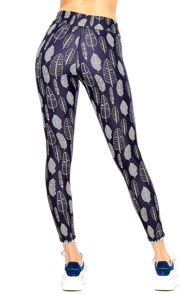 Gypsy Feather Ankle Leggings, Alternate, color, INDIGO/WHITE