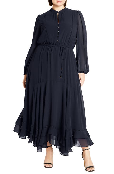 Yasmin Long Sleeve Maxi Dress (Plus)