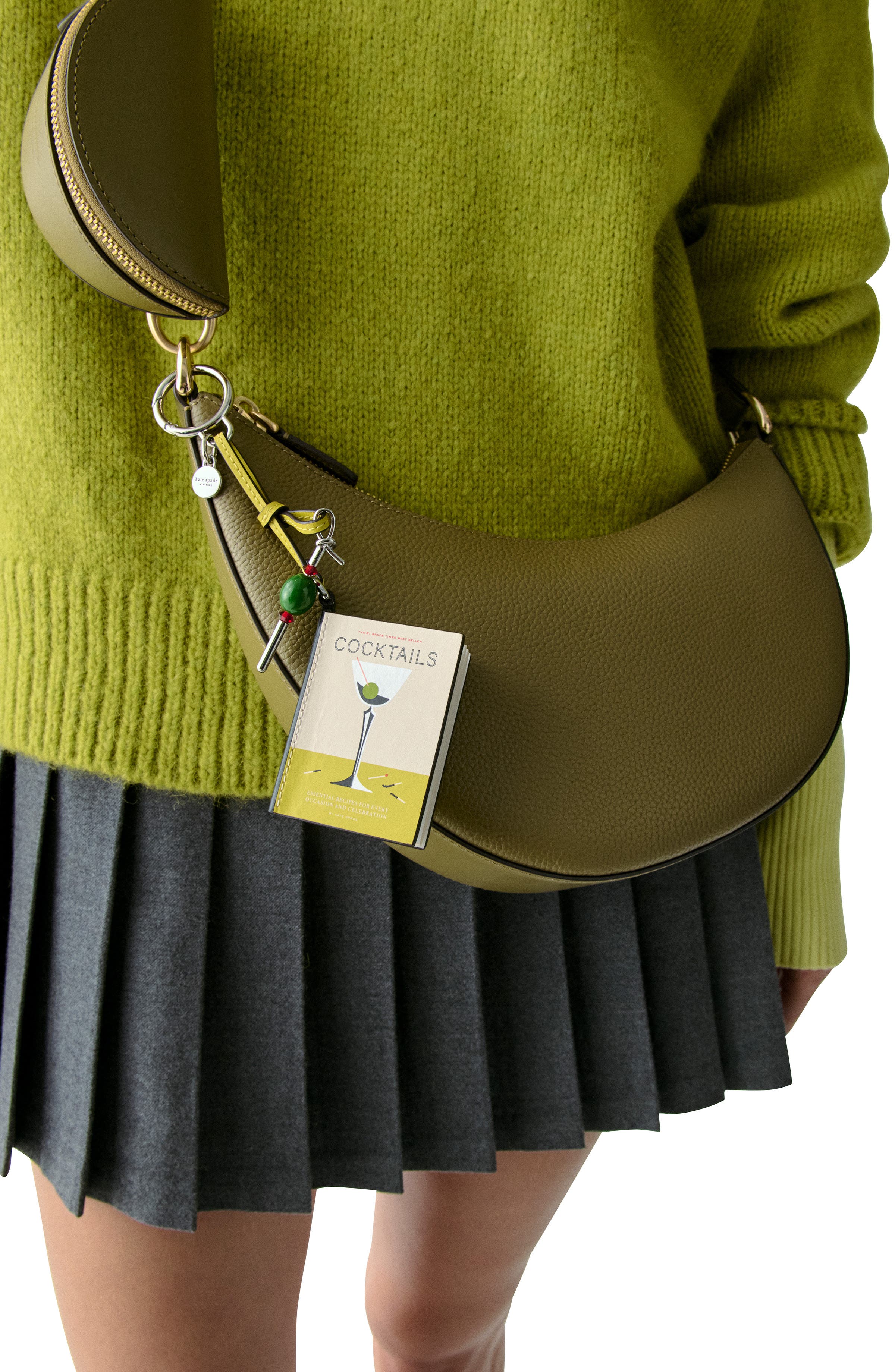 Kate Spade New York charmed cocktail leather bag charm, Alternate, color, Lime Slice Multi