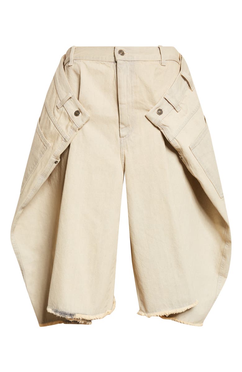 LU'U DAN Maxi Frayed Denim Wide Leg Shorts, Main, color, Whitewashed