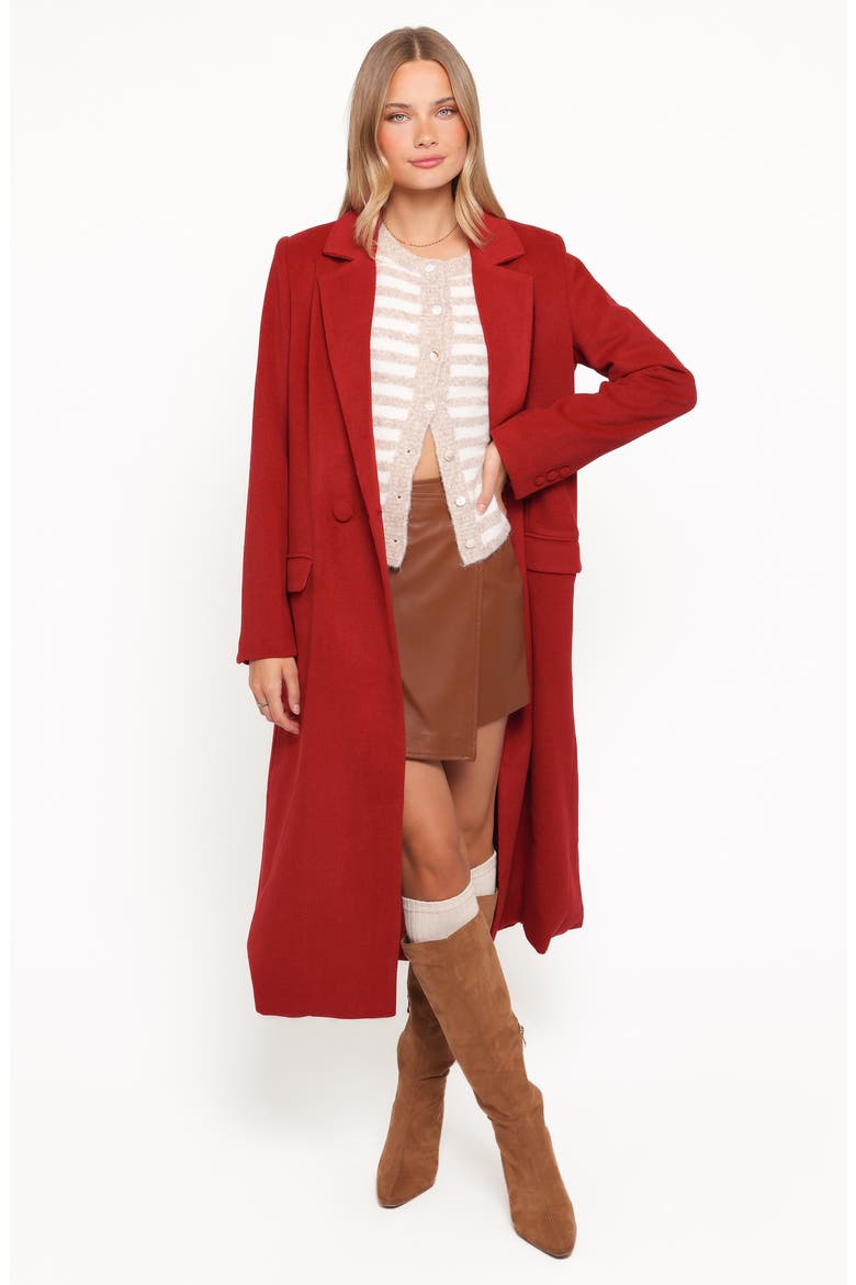 Jett Long Double Breasted Coat, Alternate, color, RED