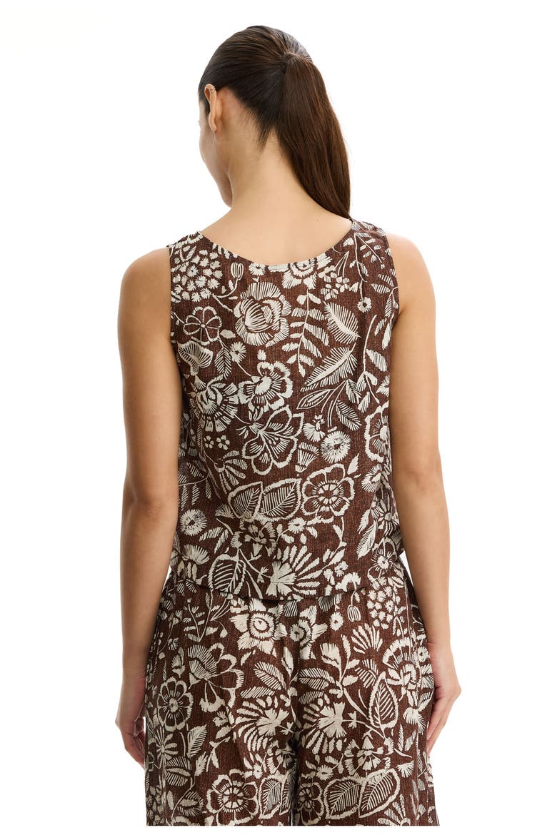 Garden Mist Linen High Neck Top Cover-Up, Alternate, color, Brown