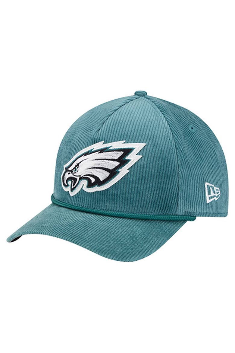 Men's New Era Midnight Green Philadelphia Eagles Cord Corduroy 9FORTY A-Frame Adjustable Hat, Main, color, Green