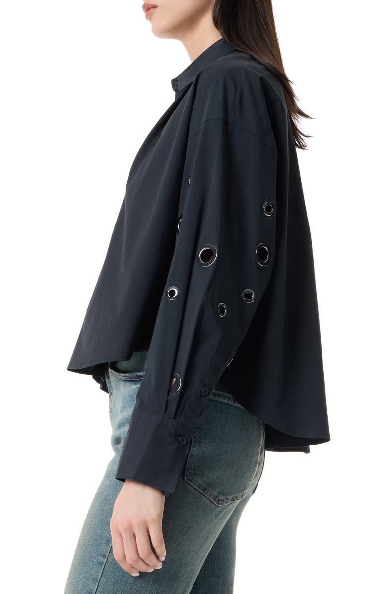 Robert Rodriguez Adara Grommet Long Sleeve Button-Up Shirt, Alternate, color, Black