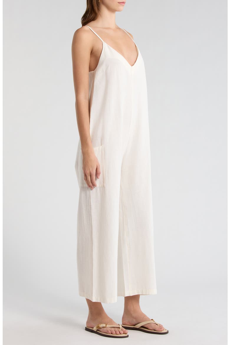 Day to Day Cotton & Linen Blend Romper, Alternate, color, SALT CRYSTAL