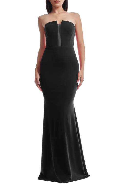 Shop Dress The Population Izzy Strapless Mermaid Gown In Black