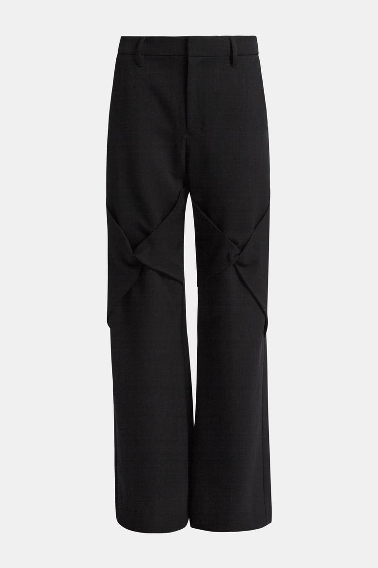 Draped Knee Black Wool Trouser, Alternate, color, Black