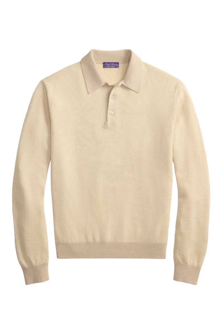 Long Sleeve Linen & Cashmere Polo Sweater, Alternate, color, NATURAL