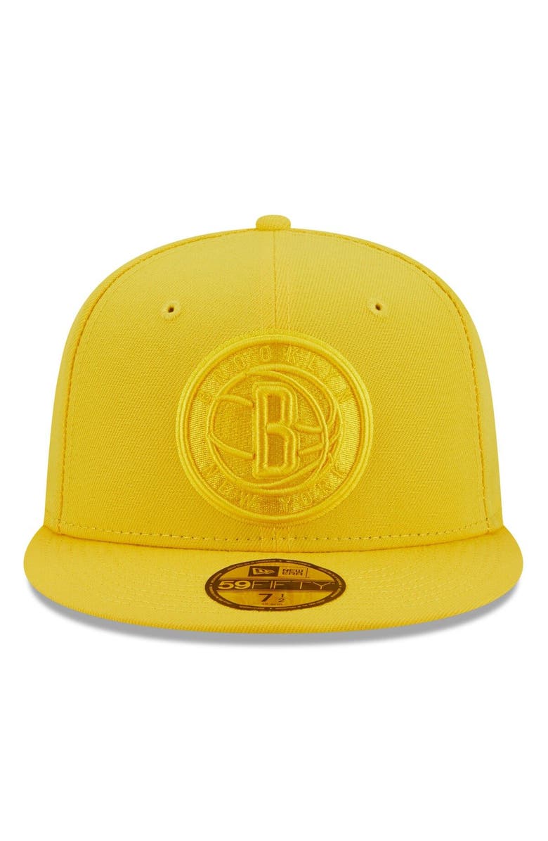 New Era Men's New Era Yellow Brooklyn Nets Color Pack 59FIFTY Fitted Hat, Alternate, color, 