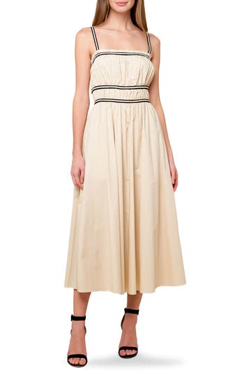Flying Tomato Woven Midi Dress In Cream