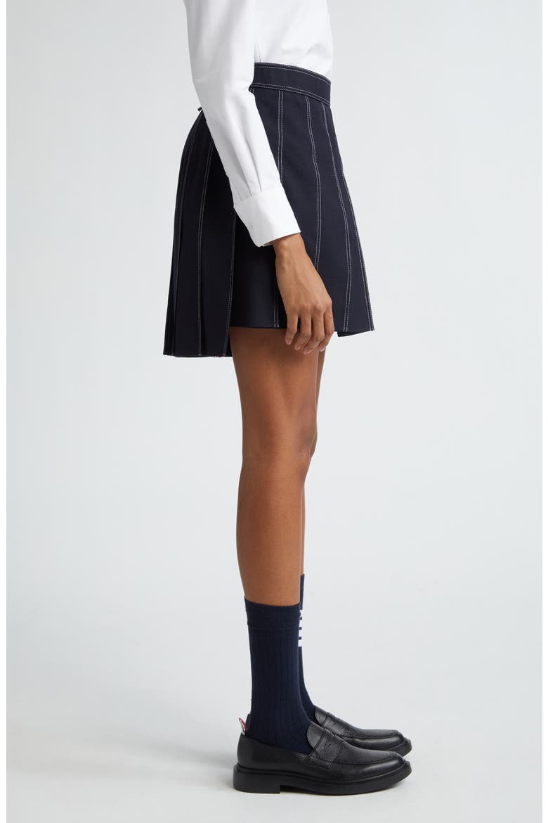 Drop Back Wool Skirt, Alternate, color, NAVY