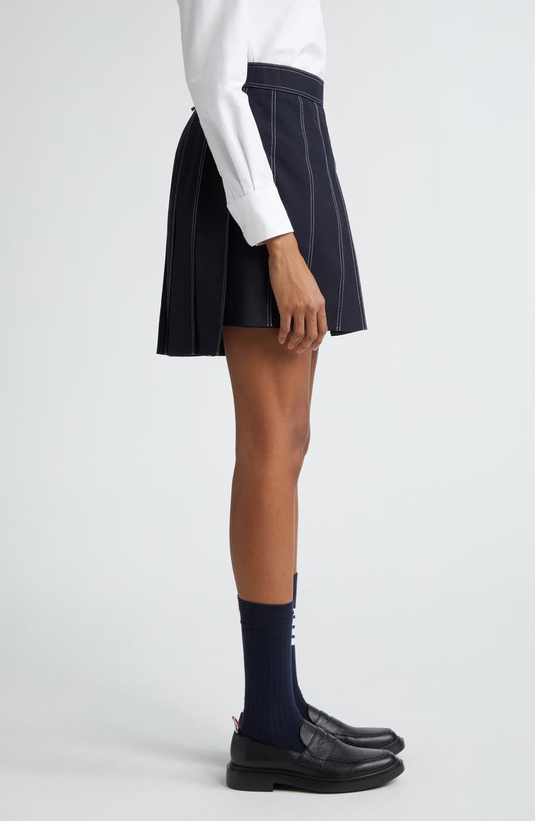 Thom Browne Drop Back Wool Skirt, Alternate, color, Navy