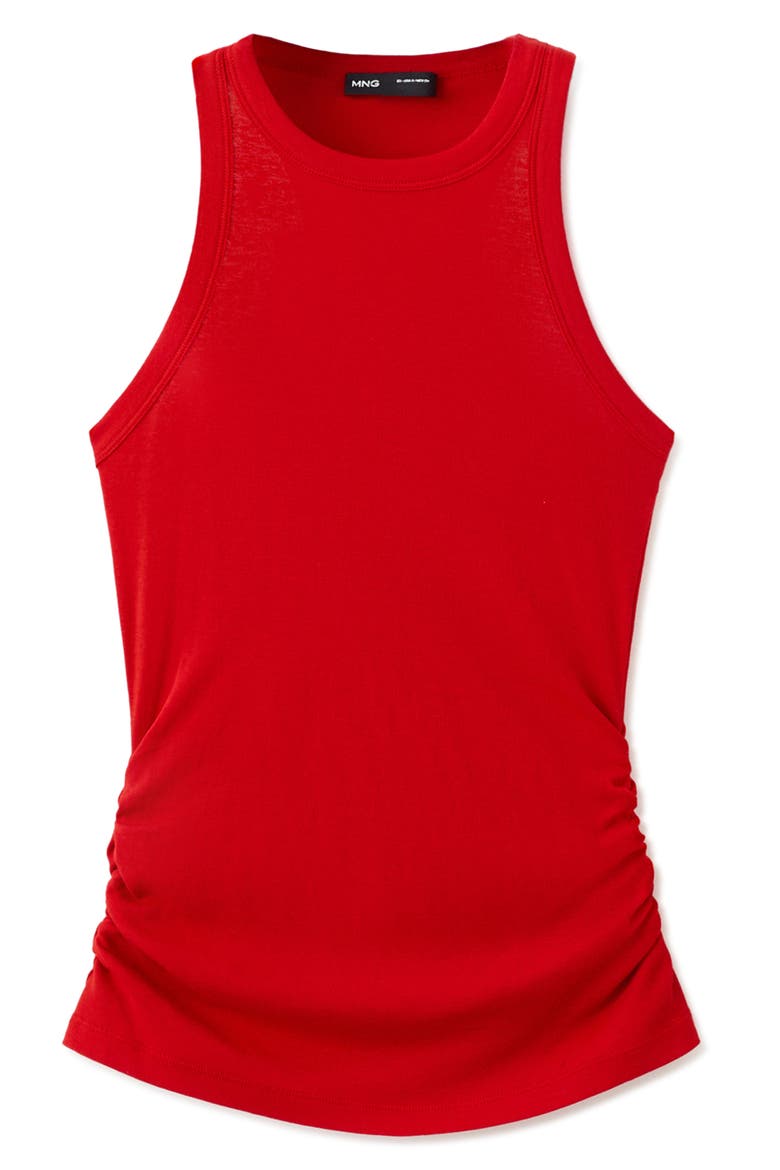 Starring Hailey Bieber Ruched Cotton Top, Main, color, RED