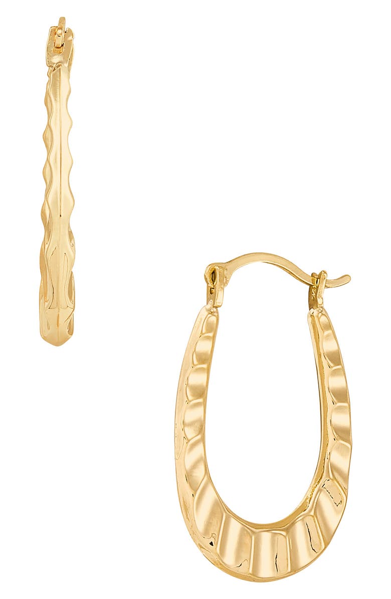 Frankie & Zoe Oval Ruffle Hoop Earrings, Alternate, color, Yellow Gold