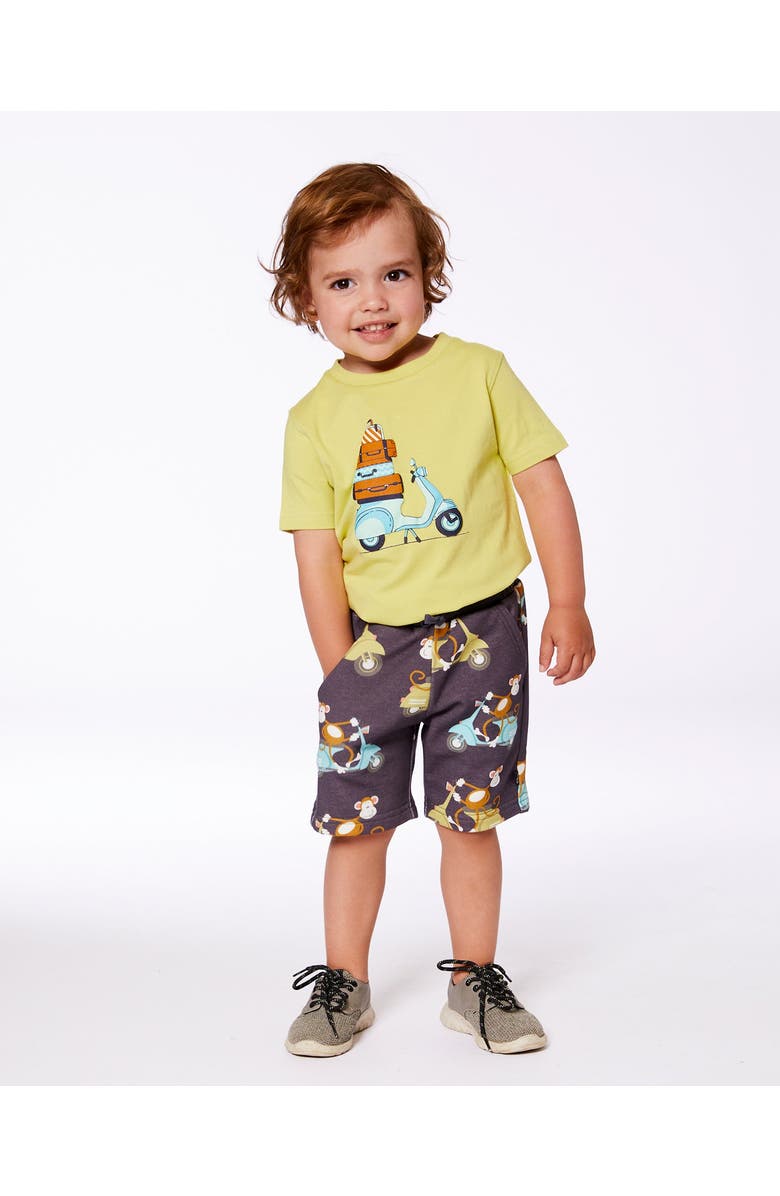 Deux par Deux Baby Boy's Organic Cotton Tee Lime Green And Blue Vespa, Alternate, color, 