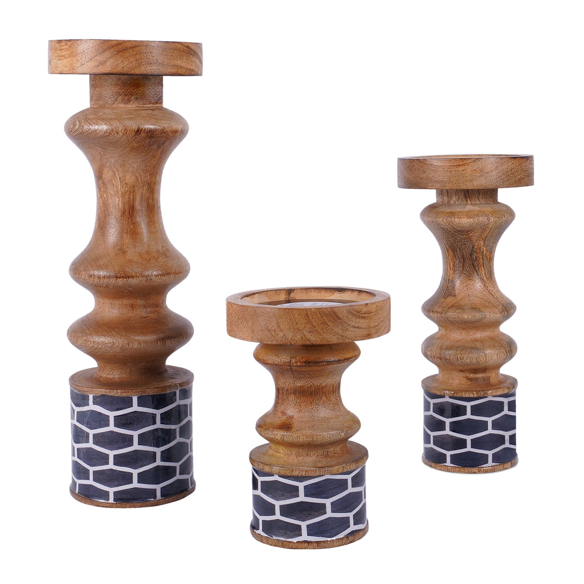 Mela Artisans Gramercy Blue Pillar Candleholder Set