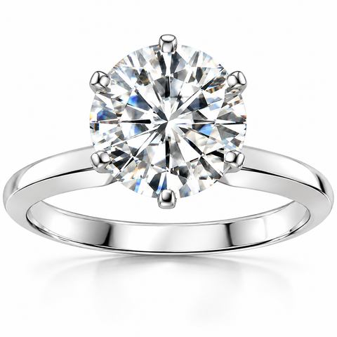 VVS 3ct Solitaire Moissanite Engagement Ring Round Brilliant 14k Gold