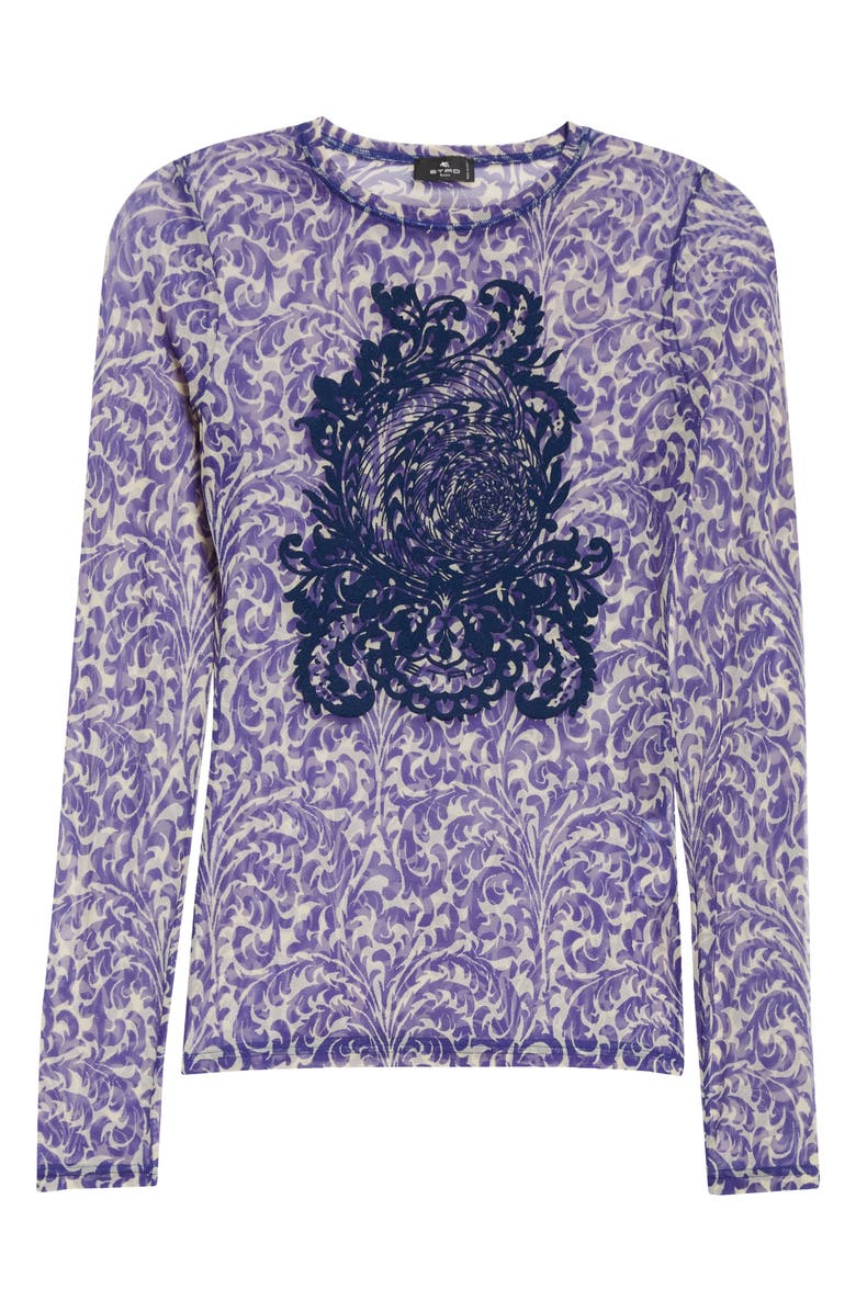 Etro Flocked Shell Paisley Top, Alternate, color,
