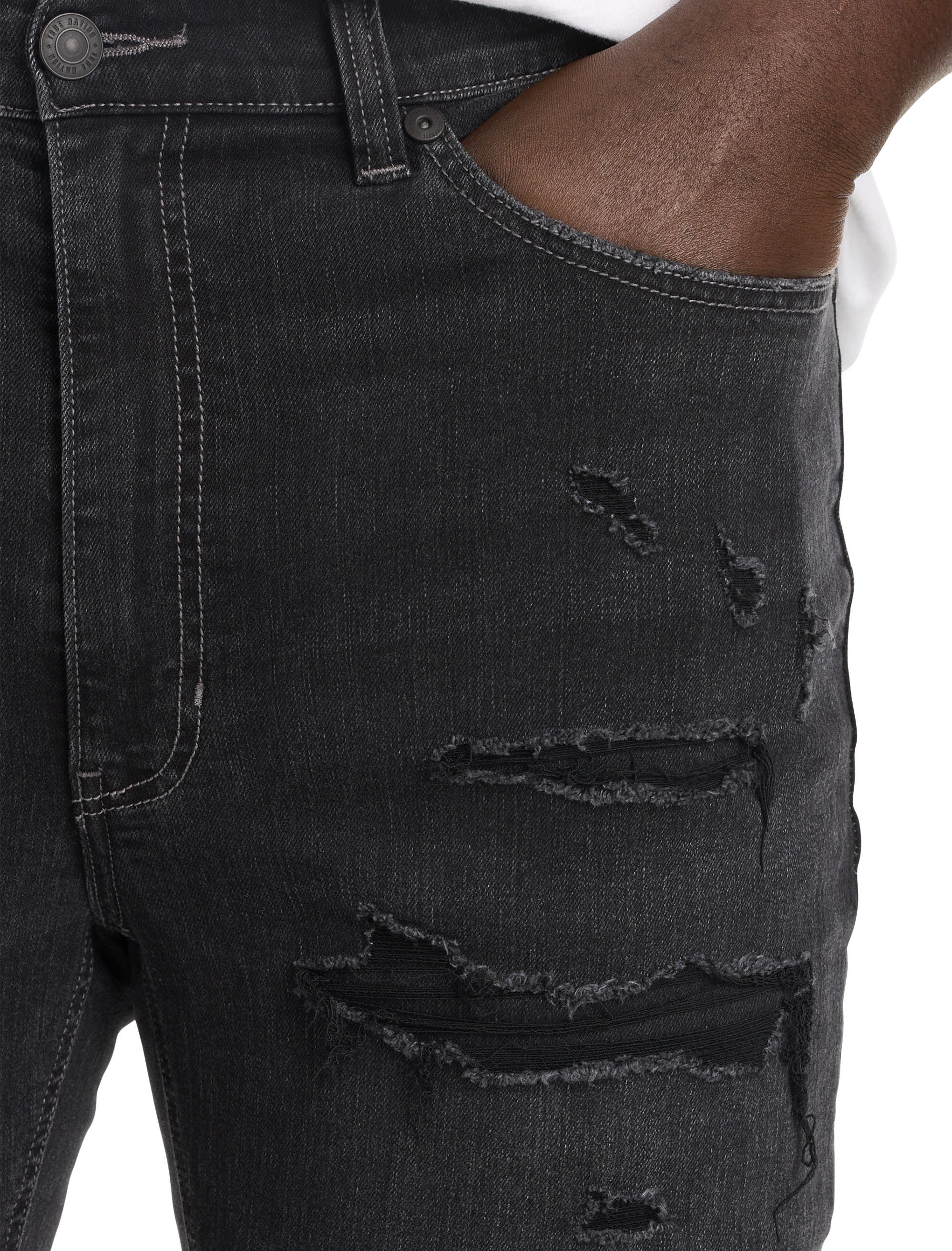True Nation by DXL Big \u0026 Tall Rip and Repair Tapered-Fit Black Jeans |  Nordstrom