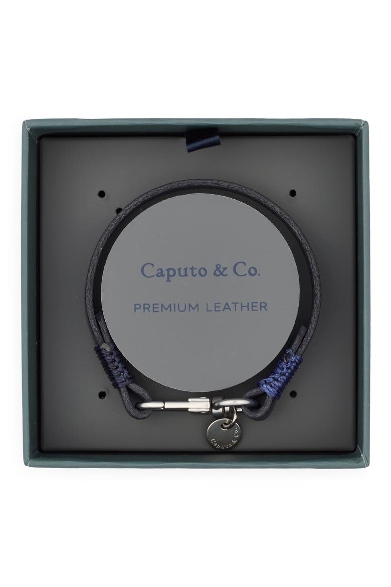 Leather Cuff Bracelet, Main, color, NAVY