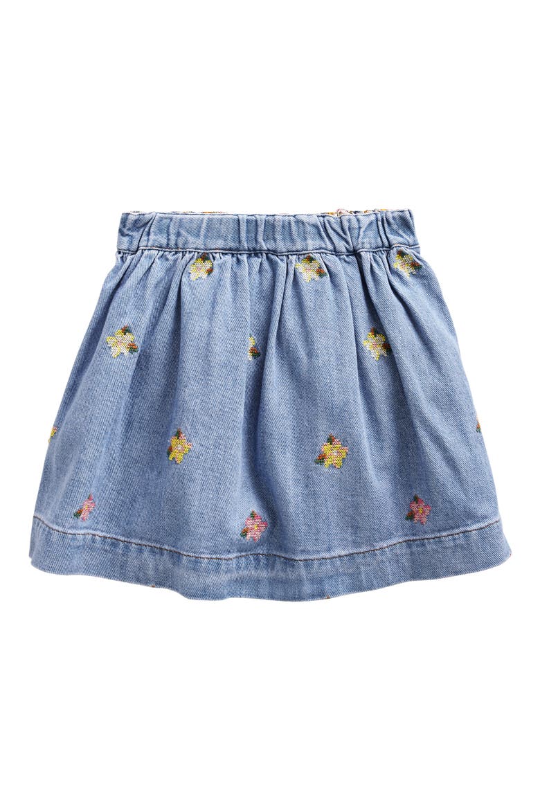 Kids' Embroidered Cotton Denim Skirt, Alternate, color, GREEN OLIVE