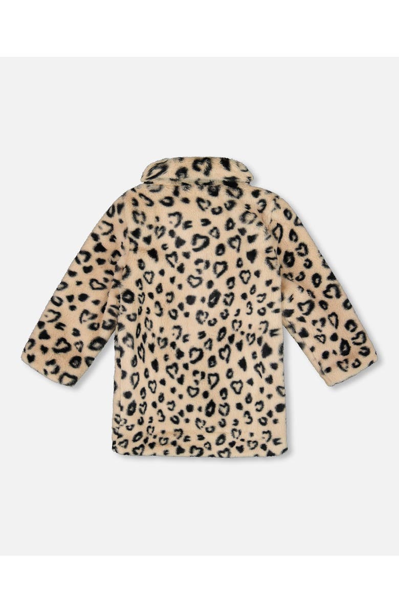 Deux par Deux Fake Fur Long Coat Leopard, Alternate, color,