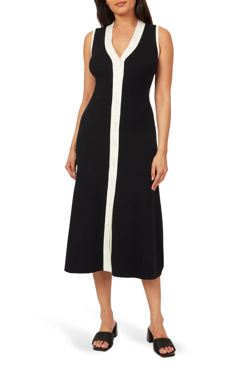 Scotch & Soda Sleeveless Ribbed Button Front Sweater Dress, Main, color, 