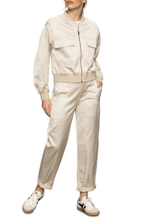 Sanctuary Skyline Cotton Blend Sateen Bomber Jacket In Silver