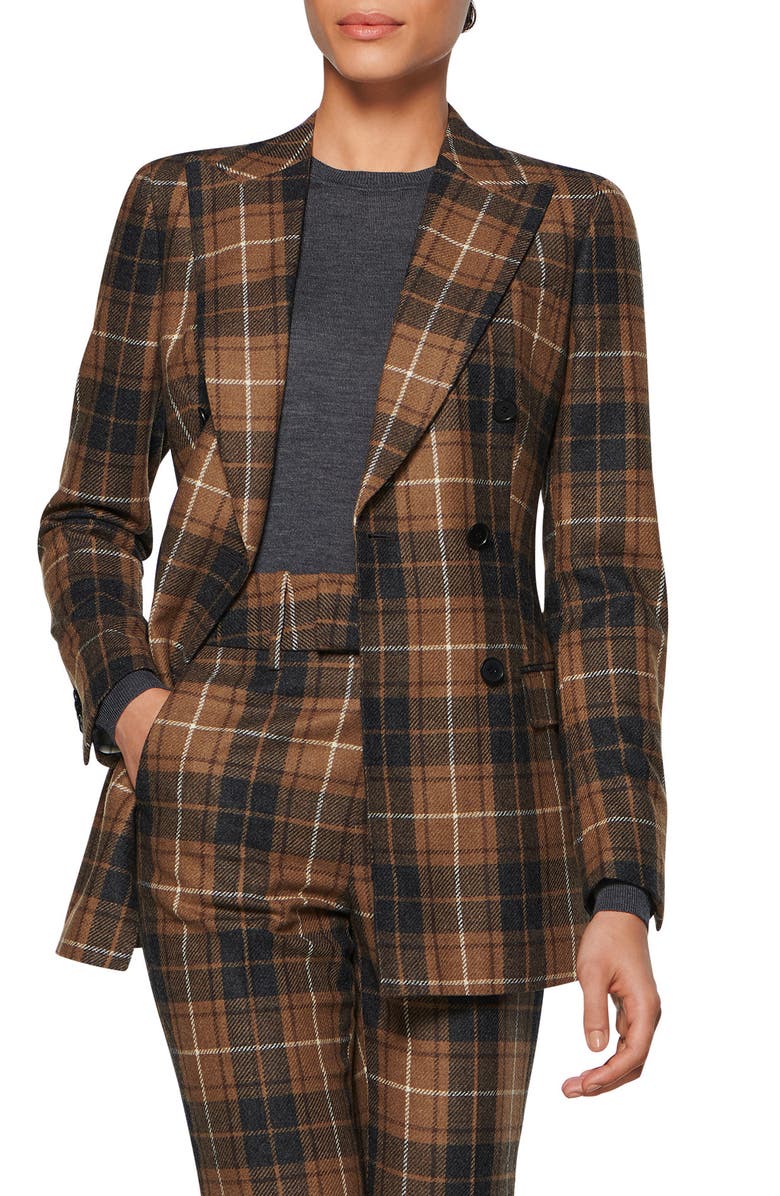 SUISTUDIO Cameron Plaid Double Breasted Wool Suit Jacket, Main, color,