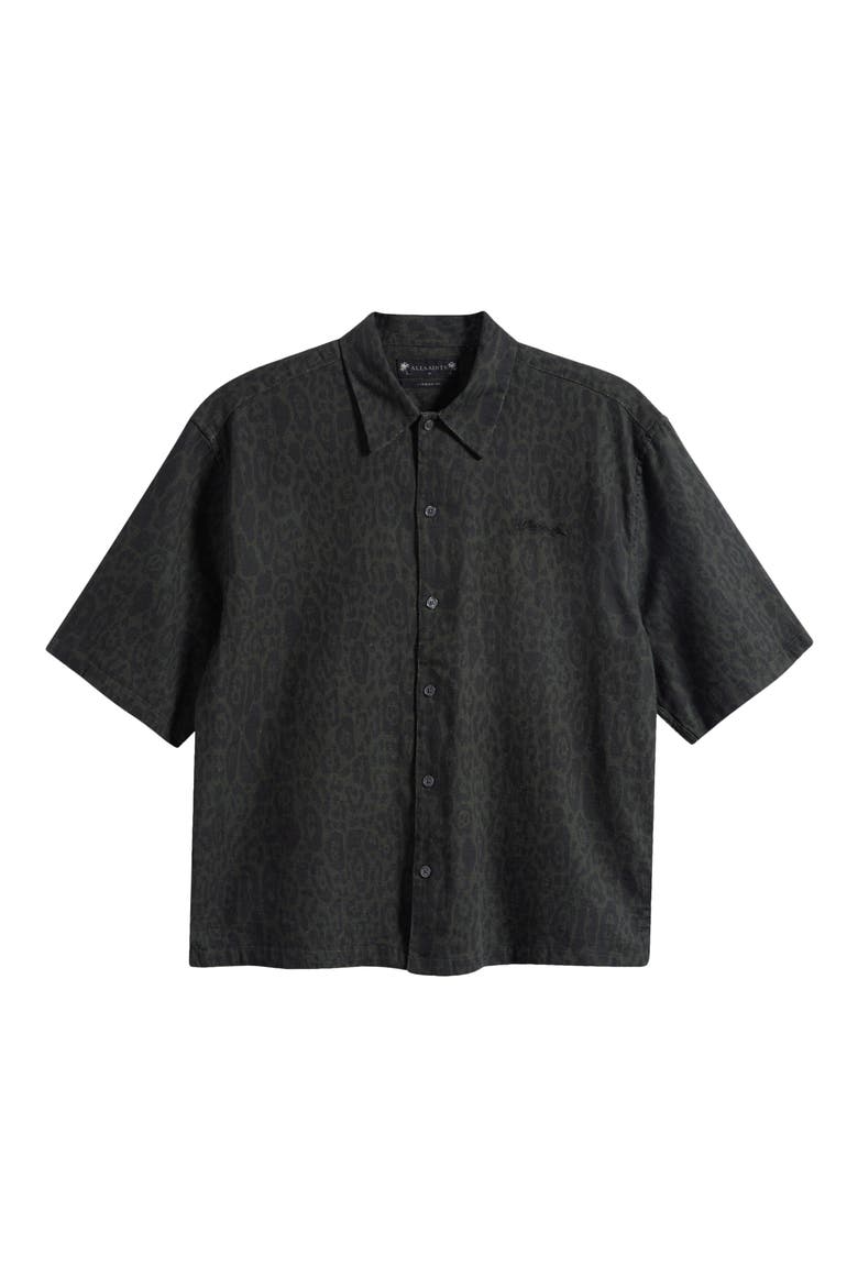 Leopardo Organic Cotton Blend Button-Up Shirt, Main, color, IRON BLACK