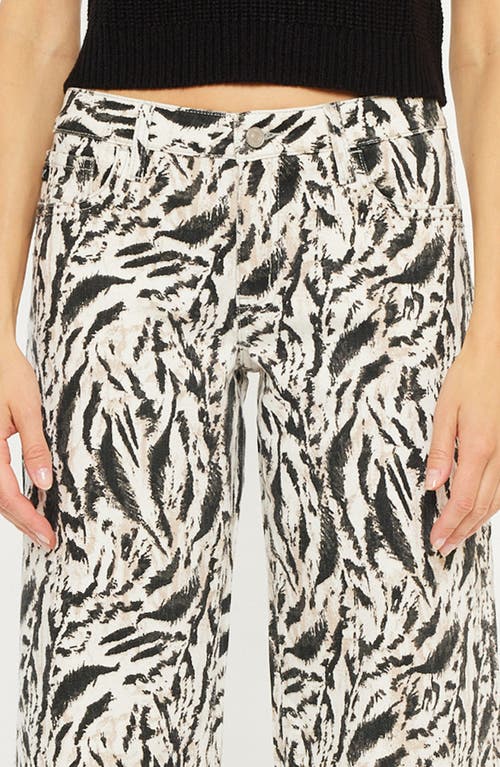 Kancan Alonso Mid Rise Crop Wide Leg Jeans In Multi