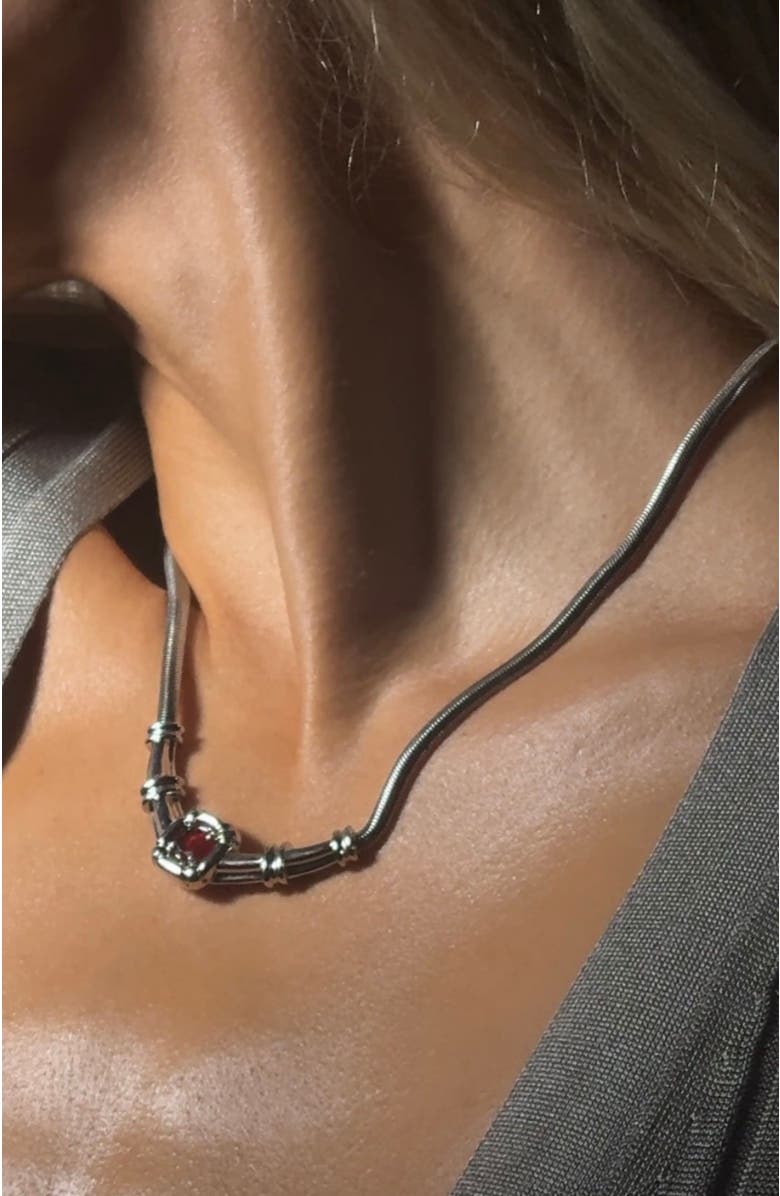 SEREIA OFFICIAL Odette Necklace Garnet Stone, Alternate, color, White Gold