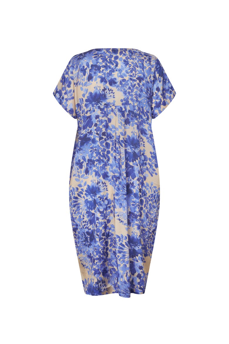 MaOdetto V-Neck Floral Midi Tunic Dress, Alternate, color, Medieval Blue