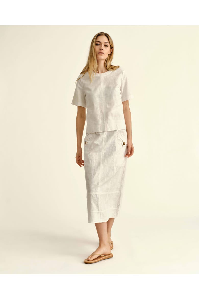 Alice Linen Skirt, Alternate, color, Bright White