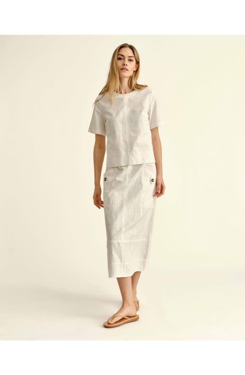 Cartolina Alice Linen Skirt, Alternate, color, Bright White